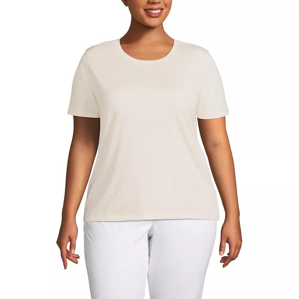 Plus Size Lands' End Relaxed Supima Cotton Crewneck Tee, Women's, Size: 1XL, Pale Yellow Product Image
