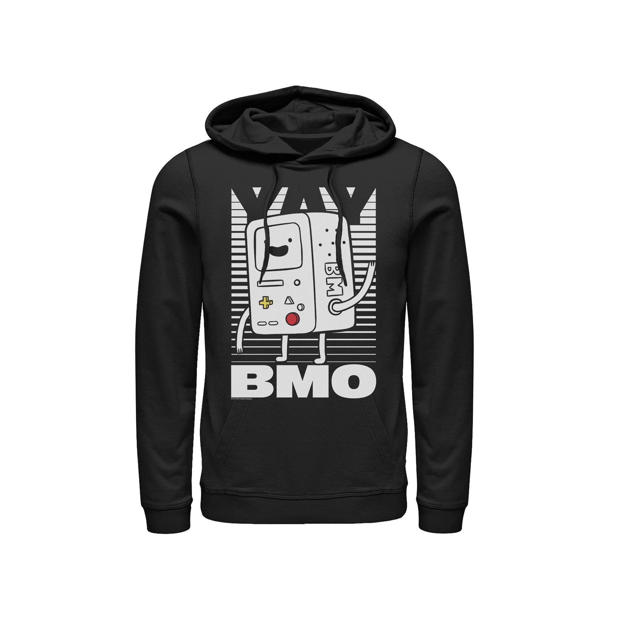 Men's Cartoon Network Adventure Time BMO Wave YAY Halftone Fade Hoodie, Size: Small, Black Product Image