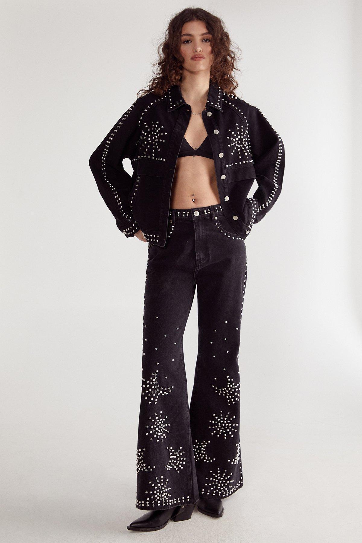 Western Studded Denim Jacket Product Image