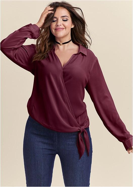 Surplice Side Tie Blouse Product Image
