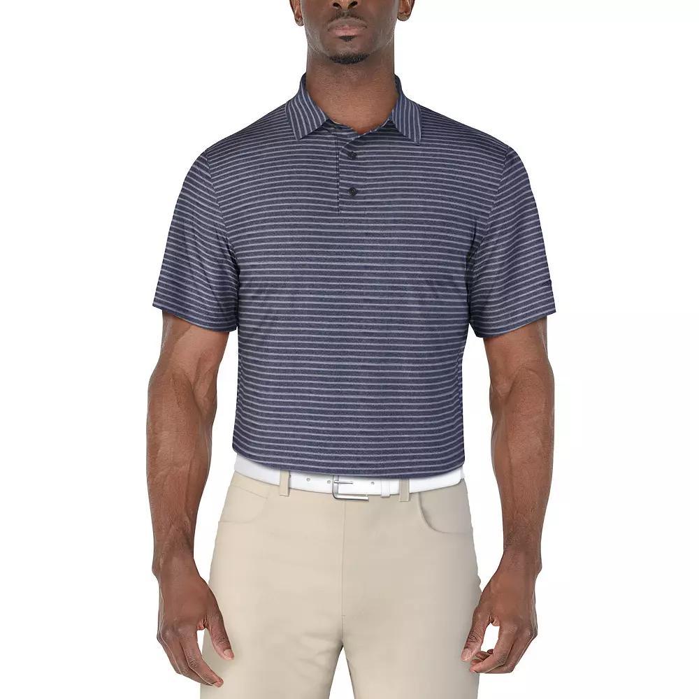 Men's Grand Slam Heather Feeder Stripe Golf Polo, Size: Medium, Peacoat Grey Product Image