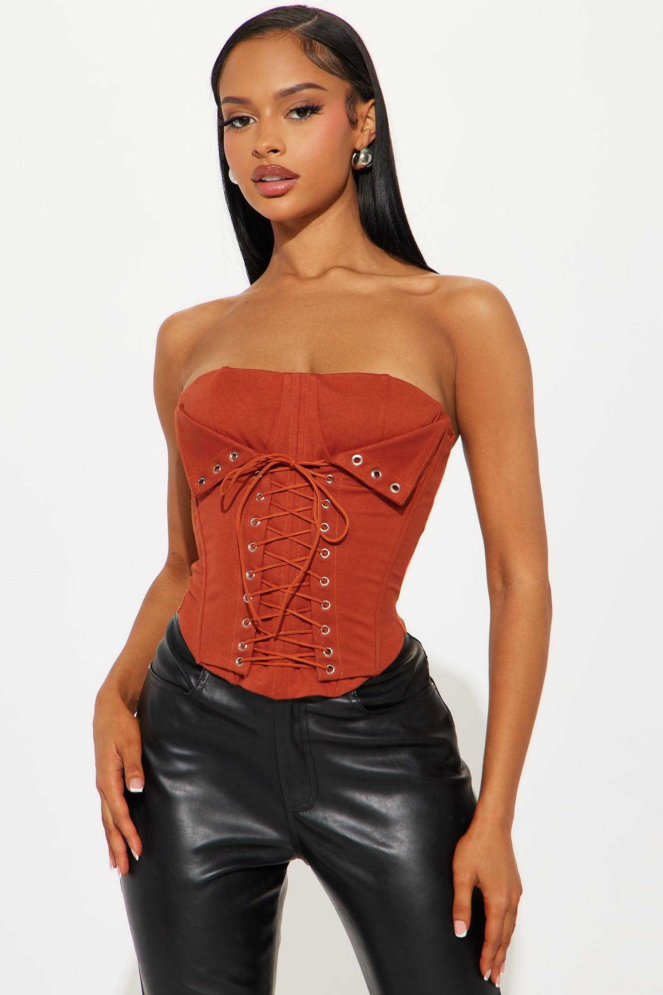 New Obsession Lace Up Corset - Rust Product Image