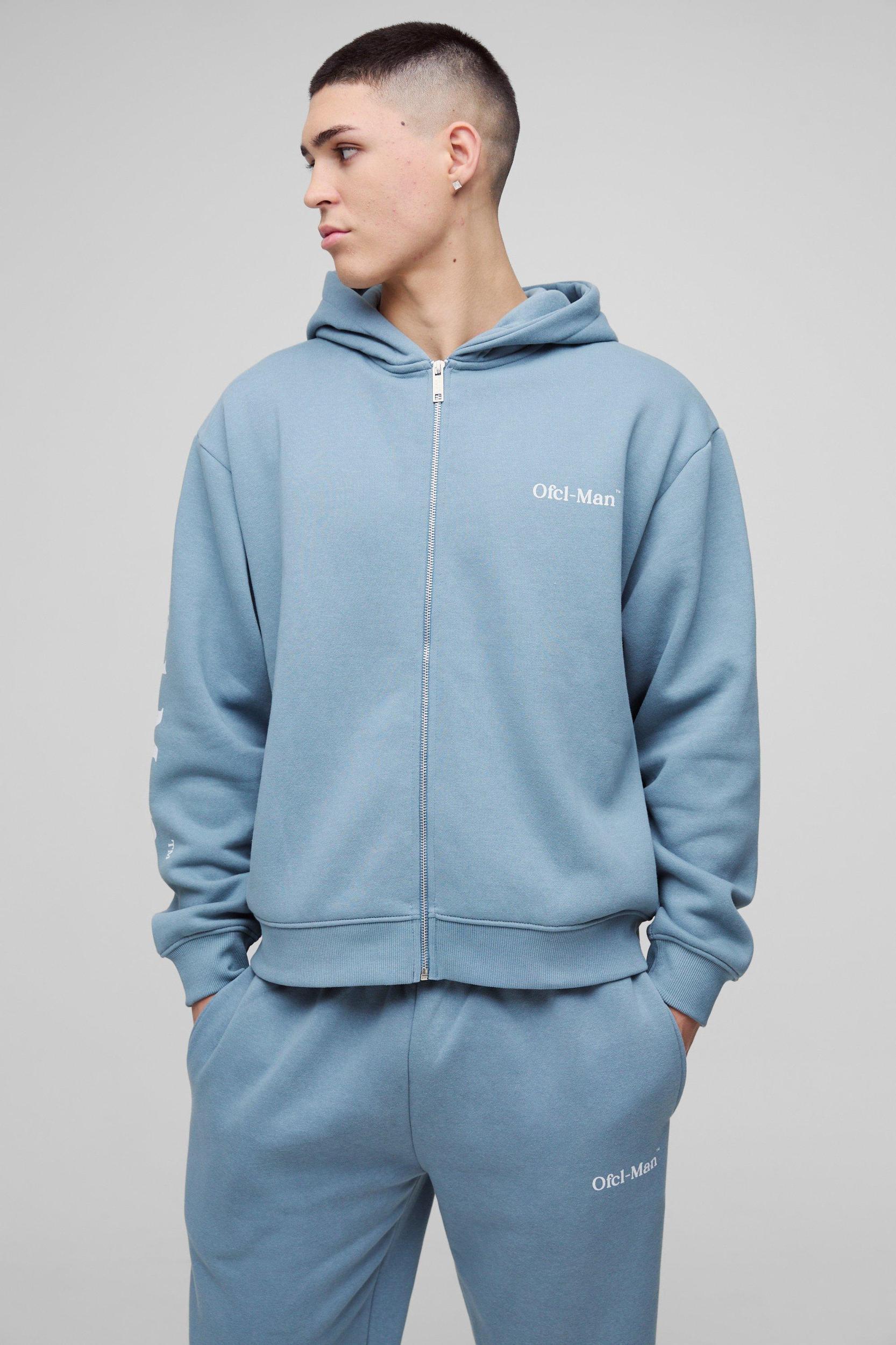 Oversized Boxy Ofcl Man Zip Hooded Tracksuit | boohooMAN USA Product Image