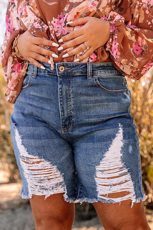 The Orlando High Waist Distressed Shorts Curves Product Image