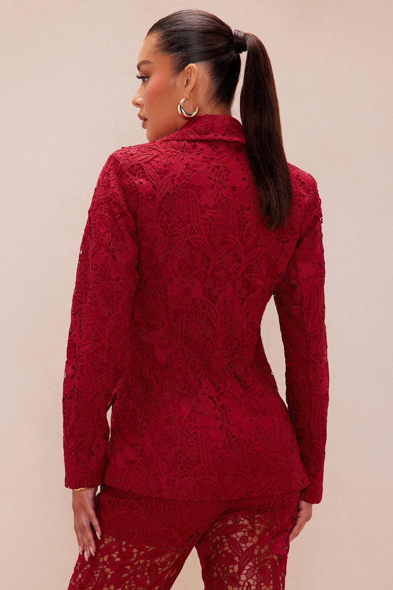 Brandi Lace Blazer  - Burgundy Product Image