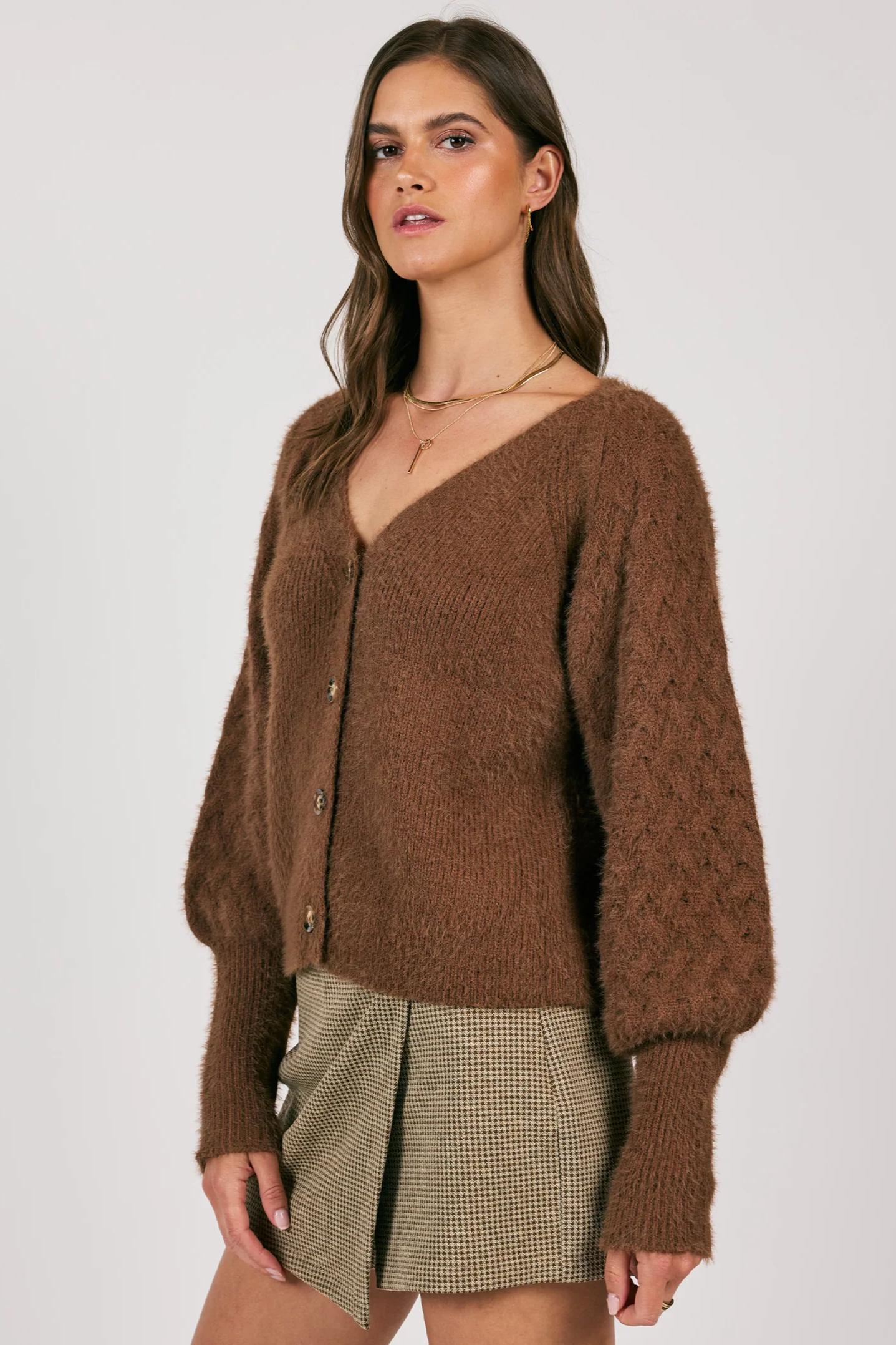Sweeping Wind Button Front Cardigan- Oak Product Image