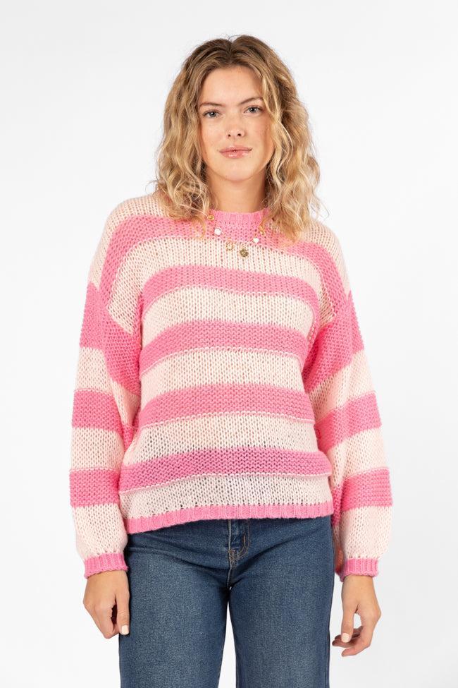 I Always Believe Pink Textured Stripe Sweater FINAL SALE Product Image