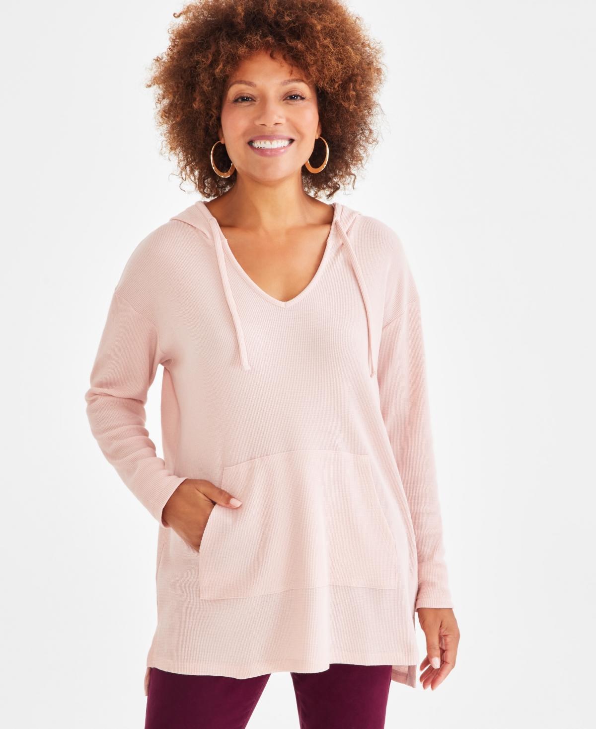 Style & Co Petite Waffle-Knit Tunic Hoodie, Created for Macys Product Image