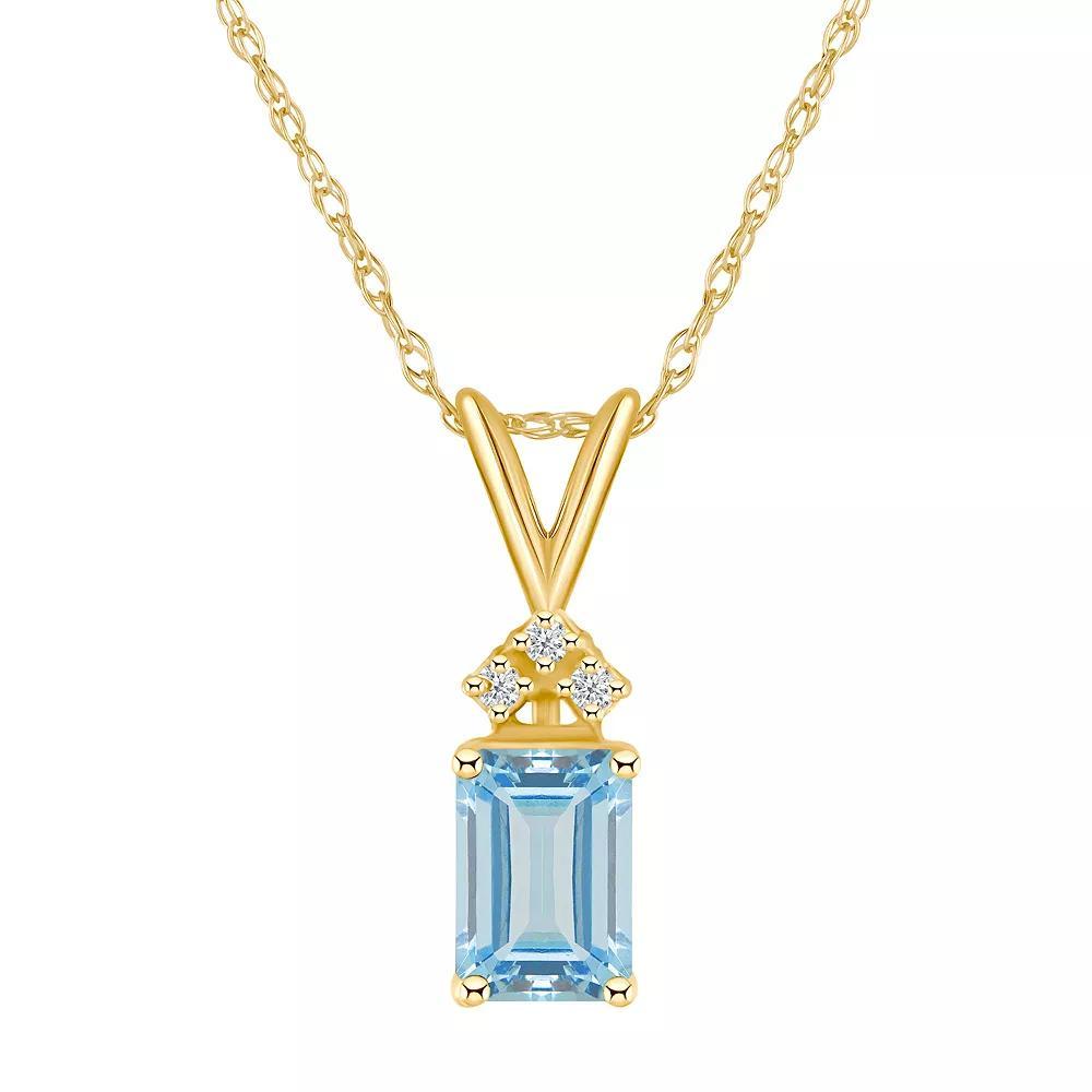 Celebration Gems 14k Gold Gemstone & Diamond Accent Pendant Necklace, Women's, Size: 18", Aquamarine Product Image