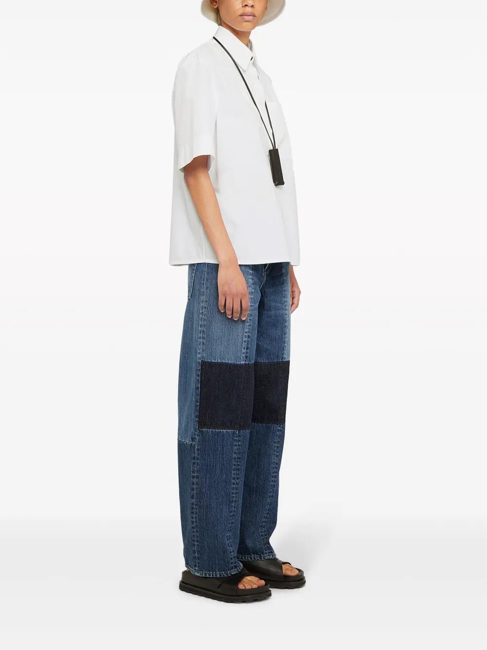 JIL SANDER Straight-leg Cotton Trousers In Blue Product Image