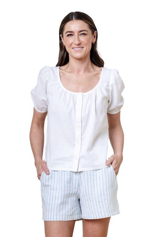 Hope & Henry Women's Flat Front Linen Short in Riviera Stripe at Nordstrom, Size 6 Product Image