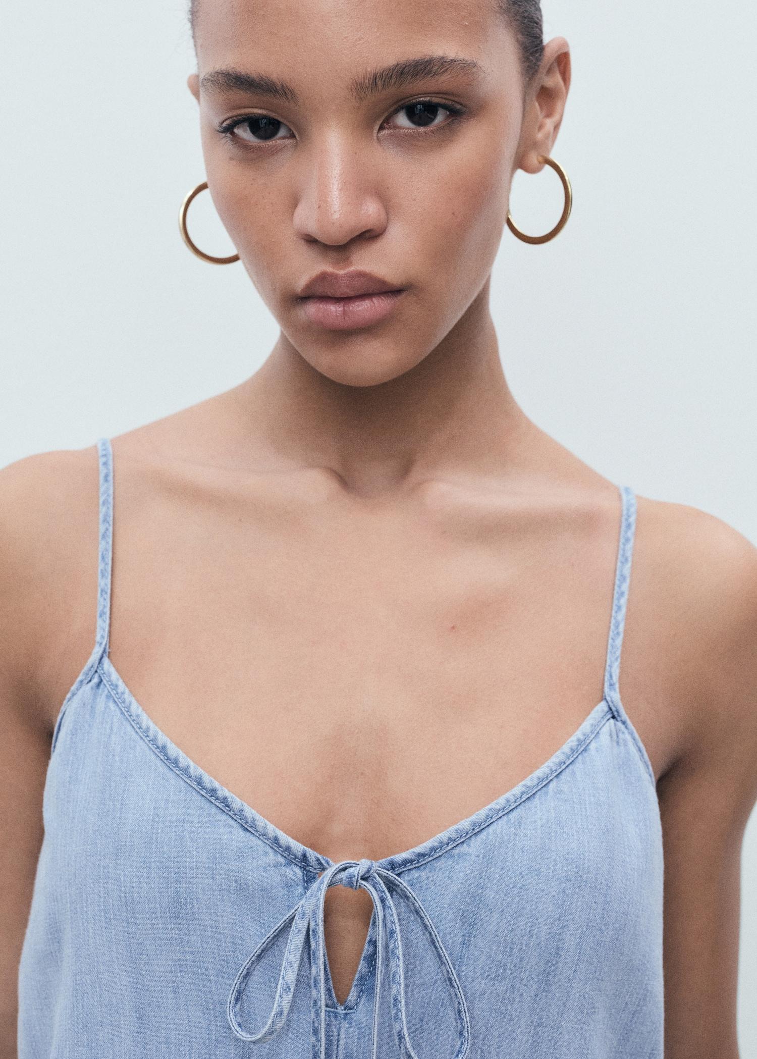 Strappy denim dress - Women | MANGO USA Product Image