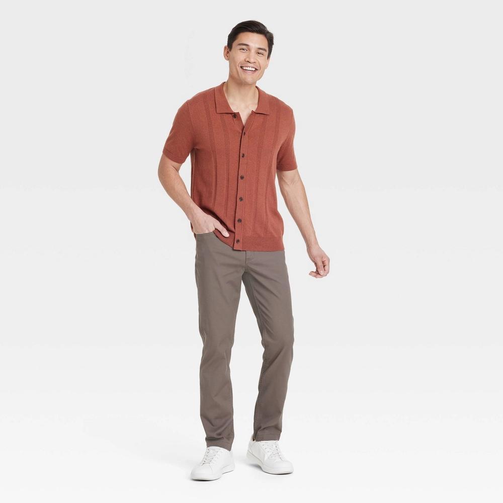 Men's Comfort Wear Slim Fit 5-Pocket Pants - Goodfellow & Co™ - Brown 34x32: Midweight, Stretch, Woven Product Image