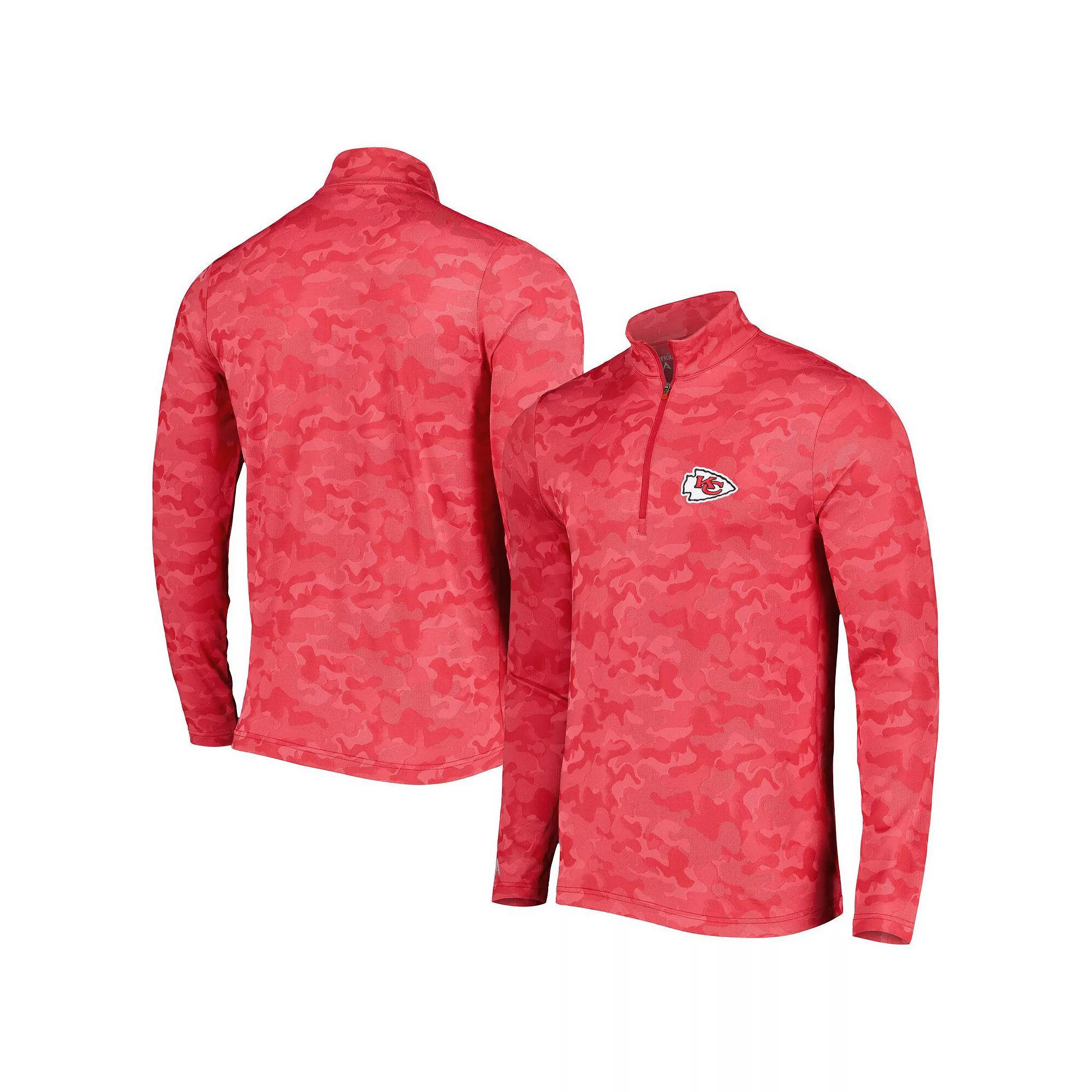 Men's Antigua Red Kansas City Chiefs Brigade Quarter-Zip Sweatshirt, Size: XL Product Image