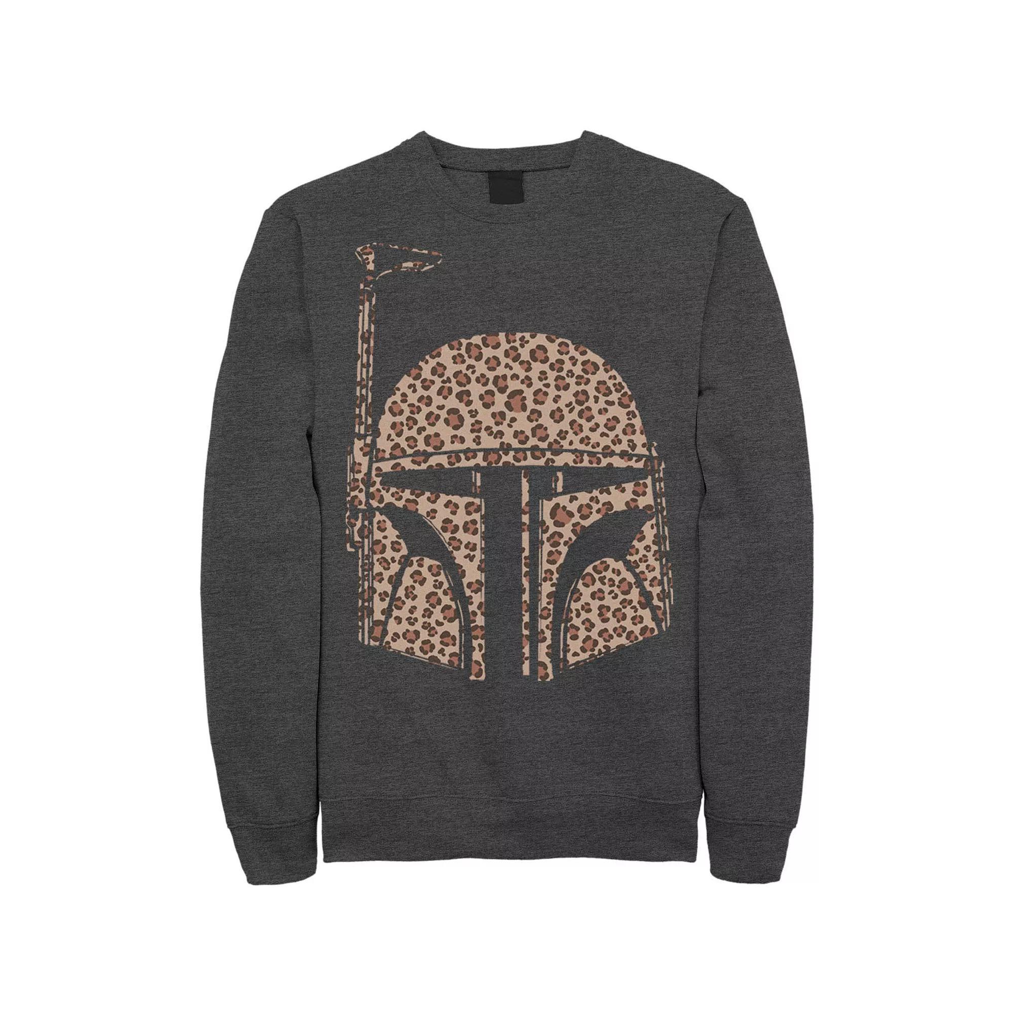 Men's Star Wars Boba Fett Helmet Cheetah Print Fill Sweatshirt, Size: 3XL, Blue Product Image