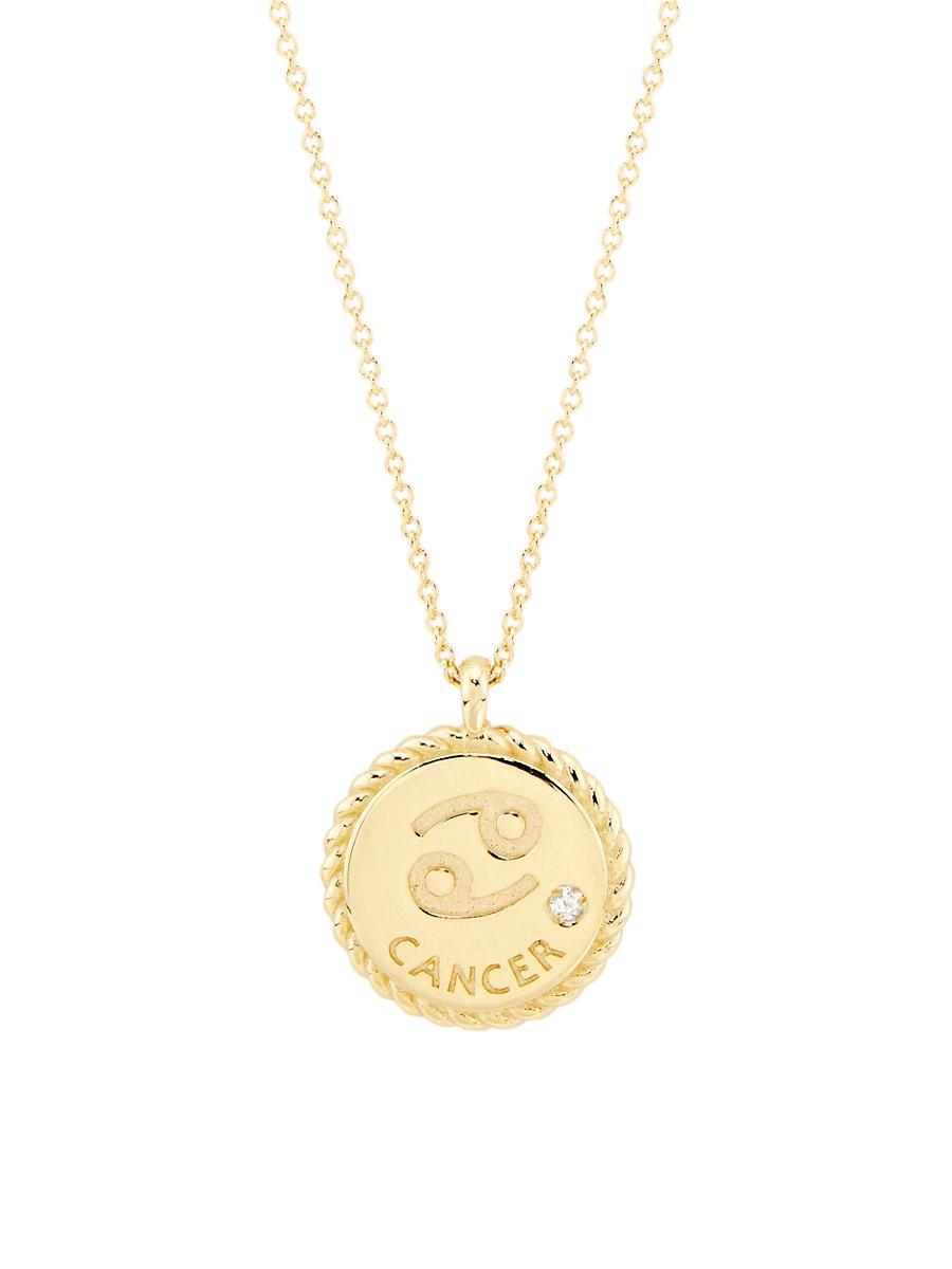 Womens 14K Gold & Diamond Star Sign Pendant Necklace Product Image