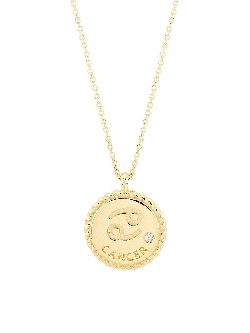 Womens 14K Gold & Diamond Star Sign Pendant Necklace Product Image