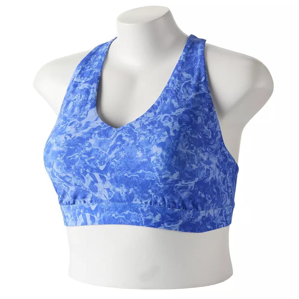 Plus Size Tek Gear® Ultrastretch Medium Support V-Neck Sports Bra, Women's, Size: 4XL, Medium Blue Paint Product Image