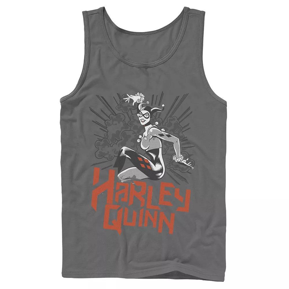 Men's DC Comics Harley Quinn Action Pose Tank Top, Size: Large, Athletic Grey Product Image