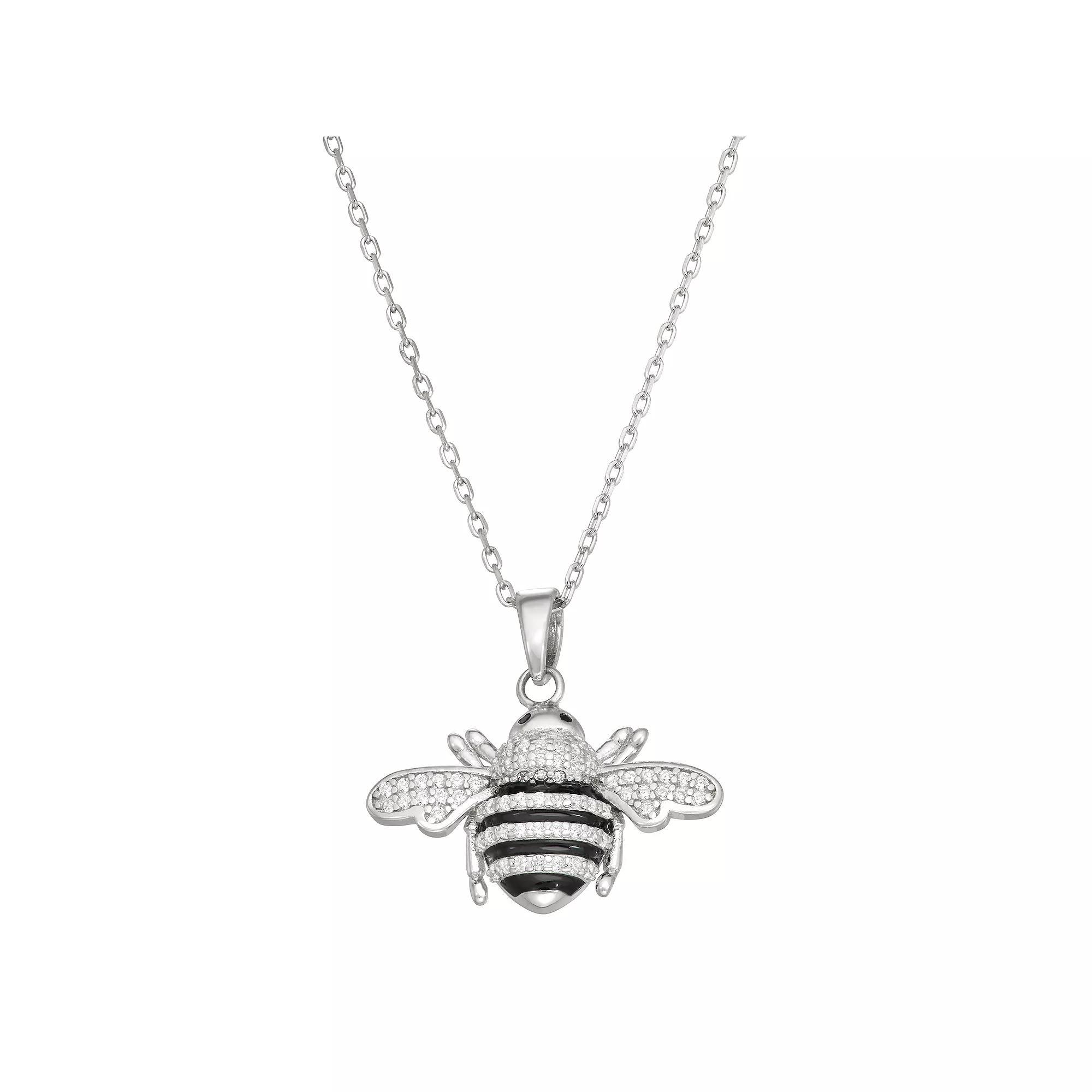 Sterling Silver Cubic Zirconia Bumblebee Pendant Necklace, Women's, Size: 18" Product Image