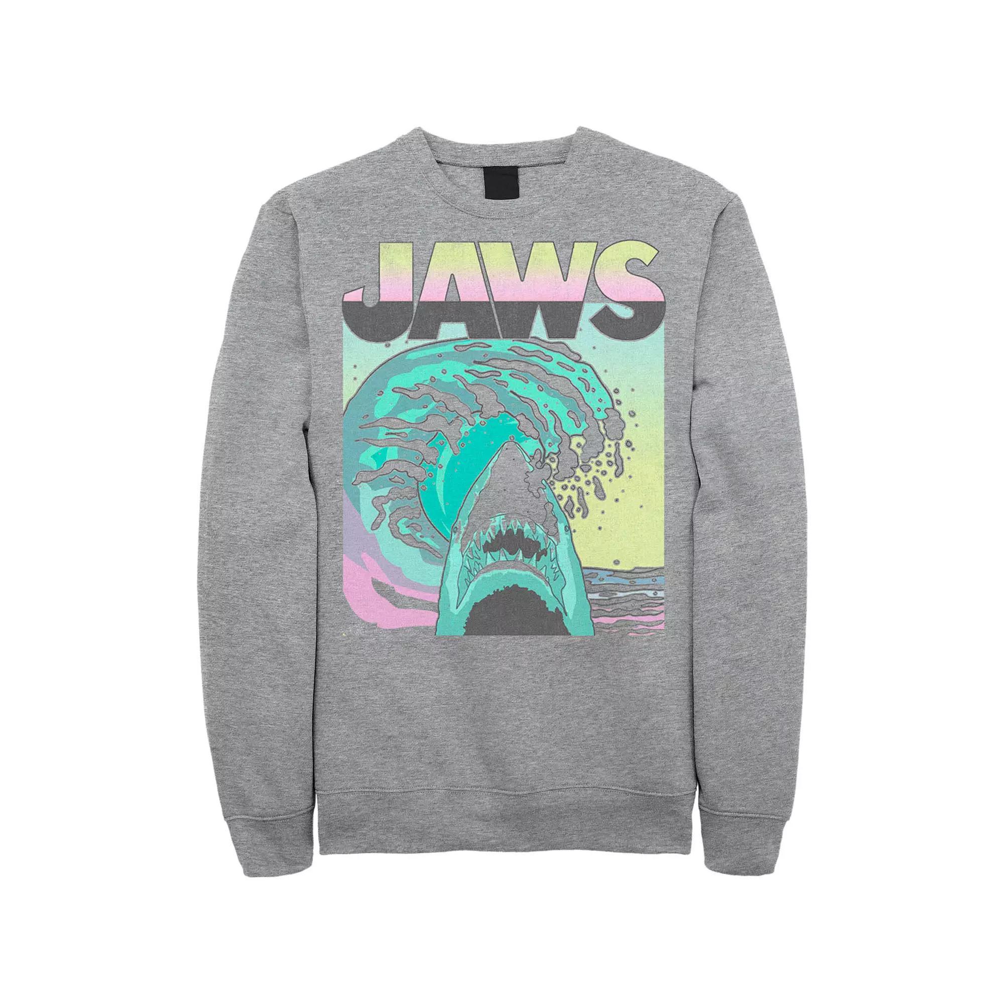Men's Jaws 80s Jaws Vintage Poster Sweatshirt, Size: Small, Athletic Grey Product Image