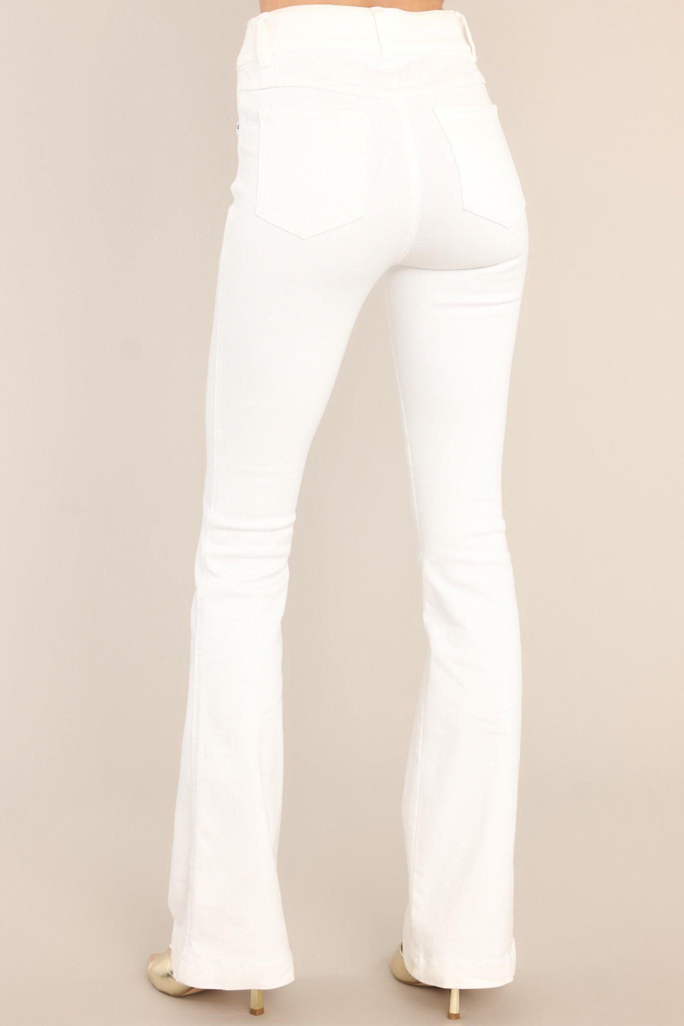 Stretch Pull On White Flare Jeans Female Product Image