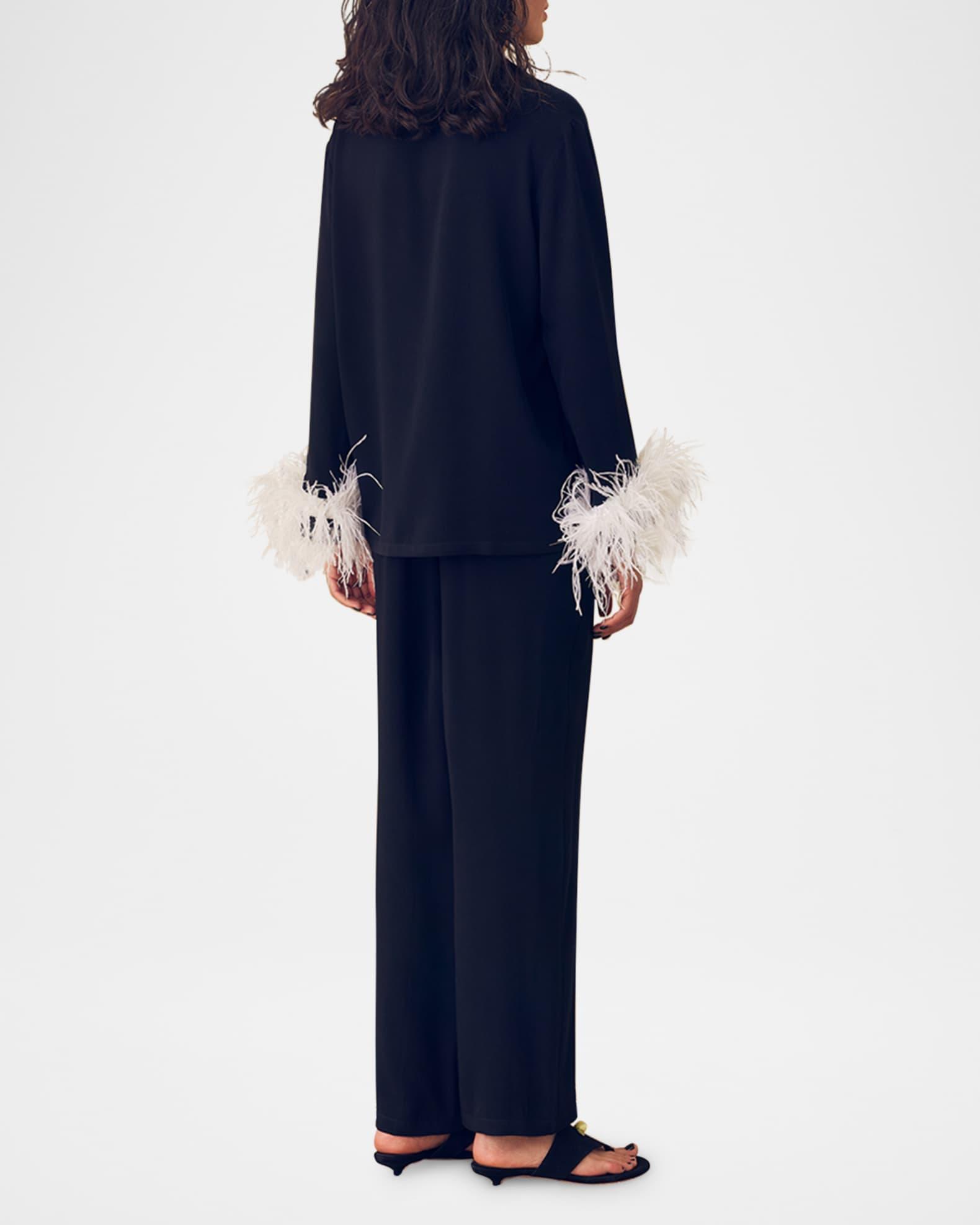 The Bow Feather-Trim Pajama Set Product Image