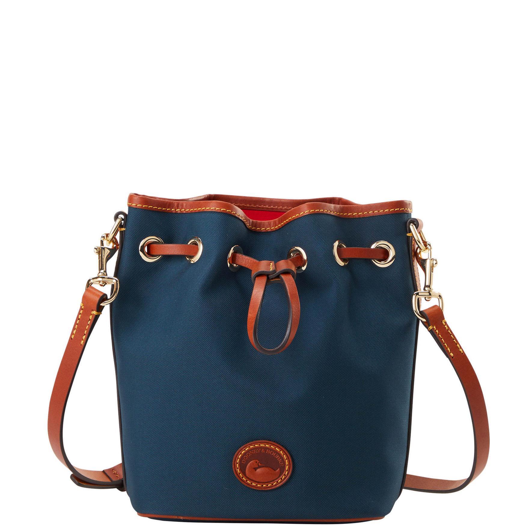 Dooney & Bourke Womens Nylon Small Drawstring Fabric Crossbody Bag in Navy Product Image