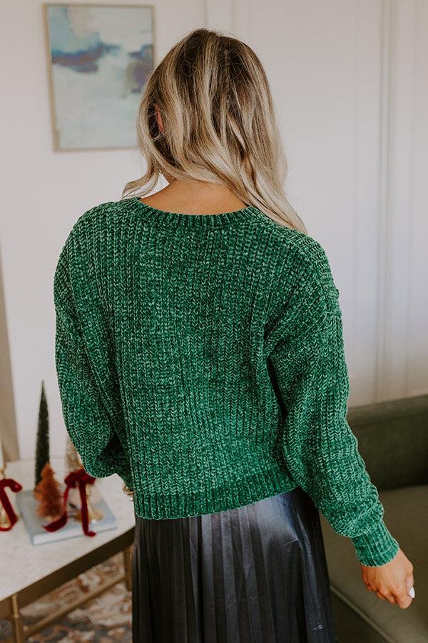 Fall Sentiments Chenille Sweater In Green Product Image