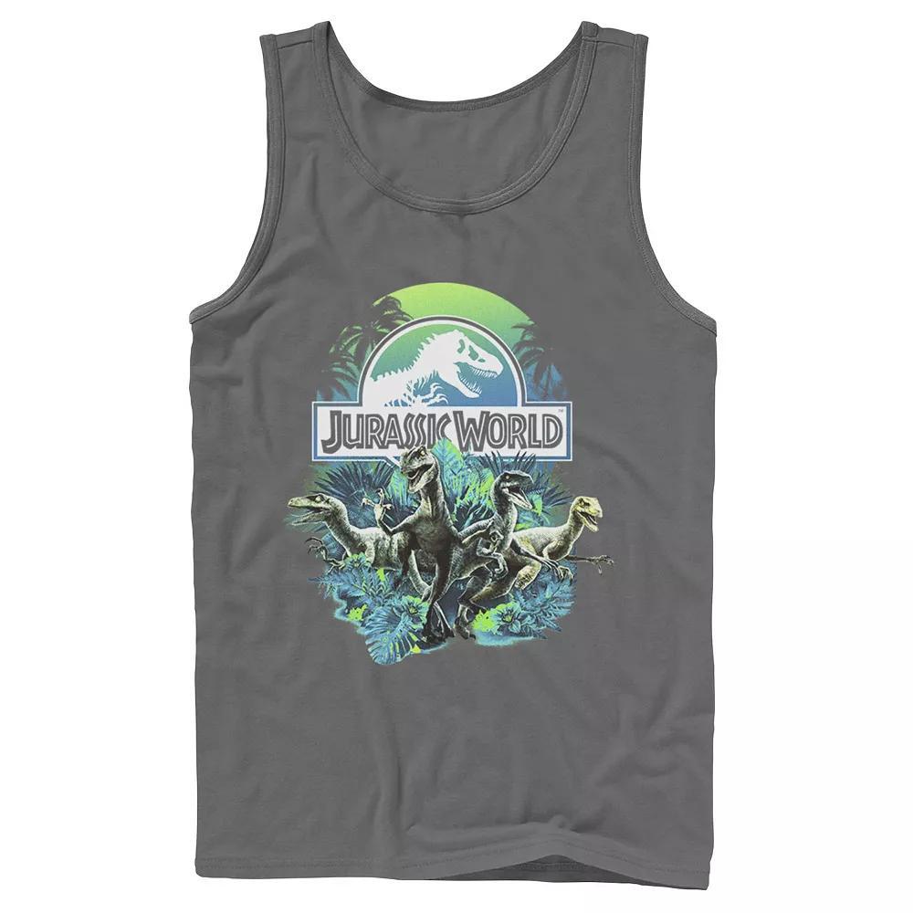 Men's Jurassic World Velociraptor Collage Logo Tank Top, Size: Small, Blue Product Image