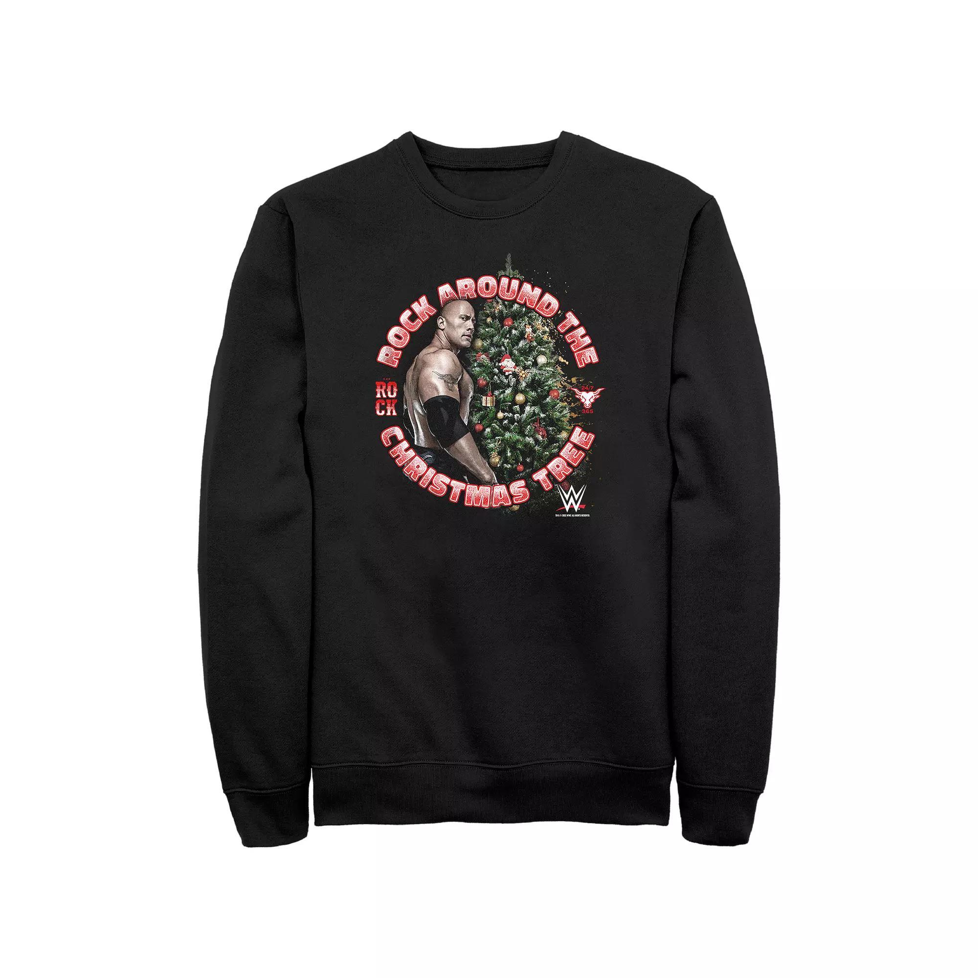 Mens WWE Rock Around The Christmas Tree Graphic Fleece Product Image