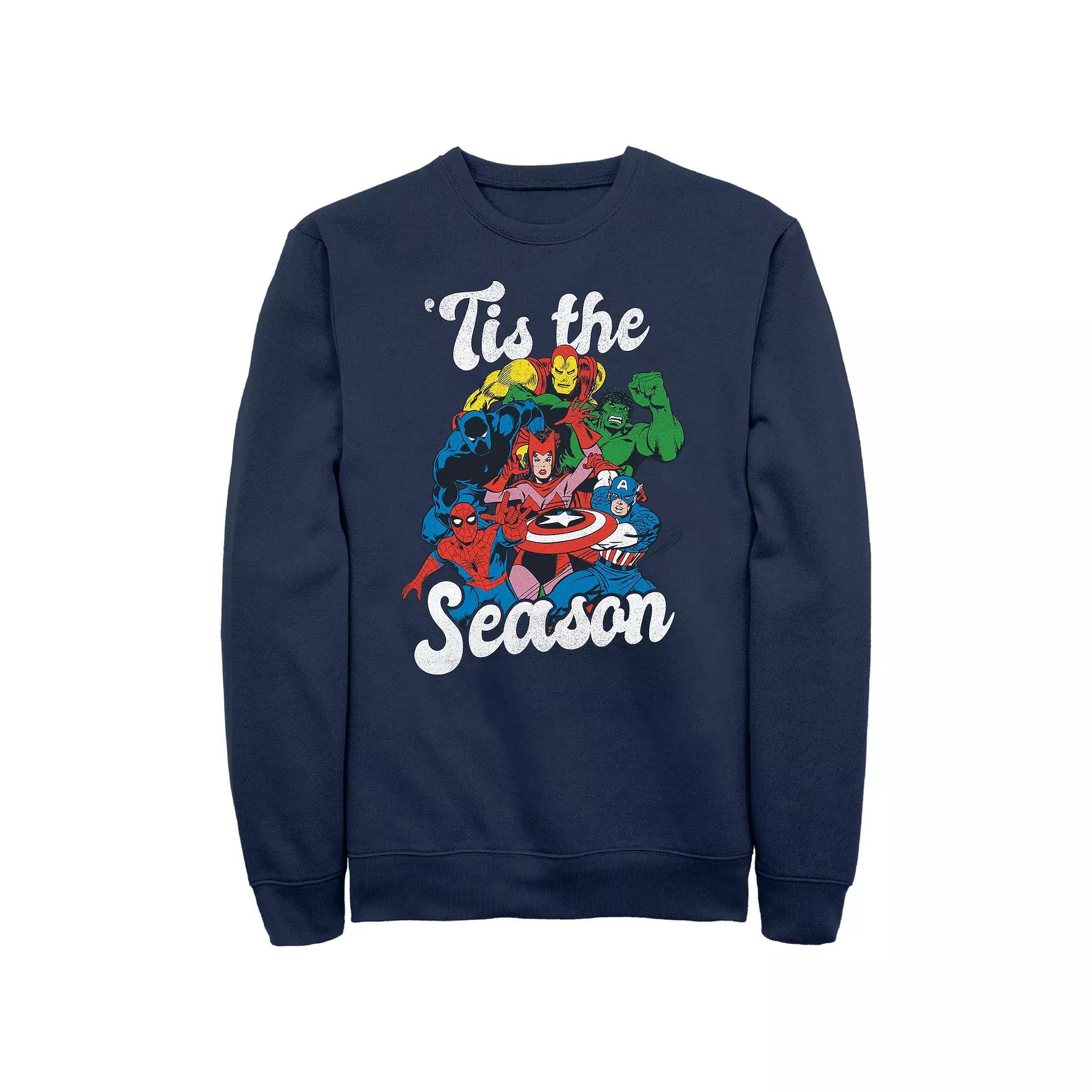 Men's The Avengers Holiday Squad 'Tis The Season Graphic Fleece, Size: Large, Blue Product Image