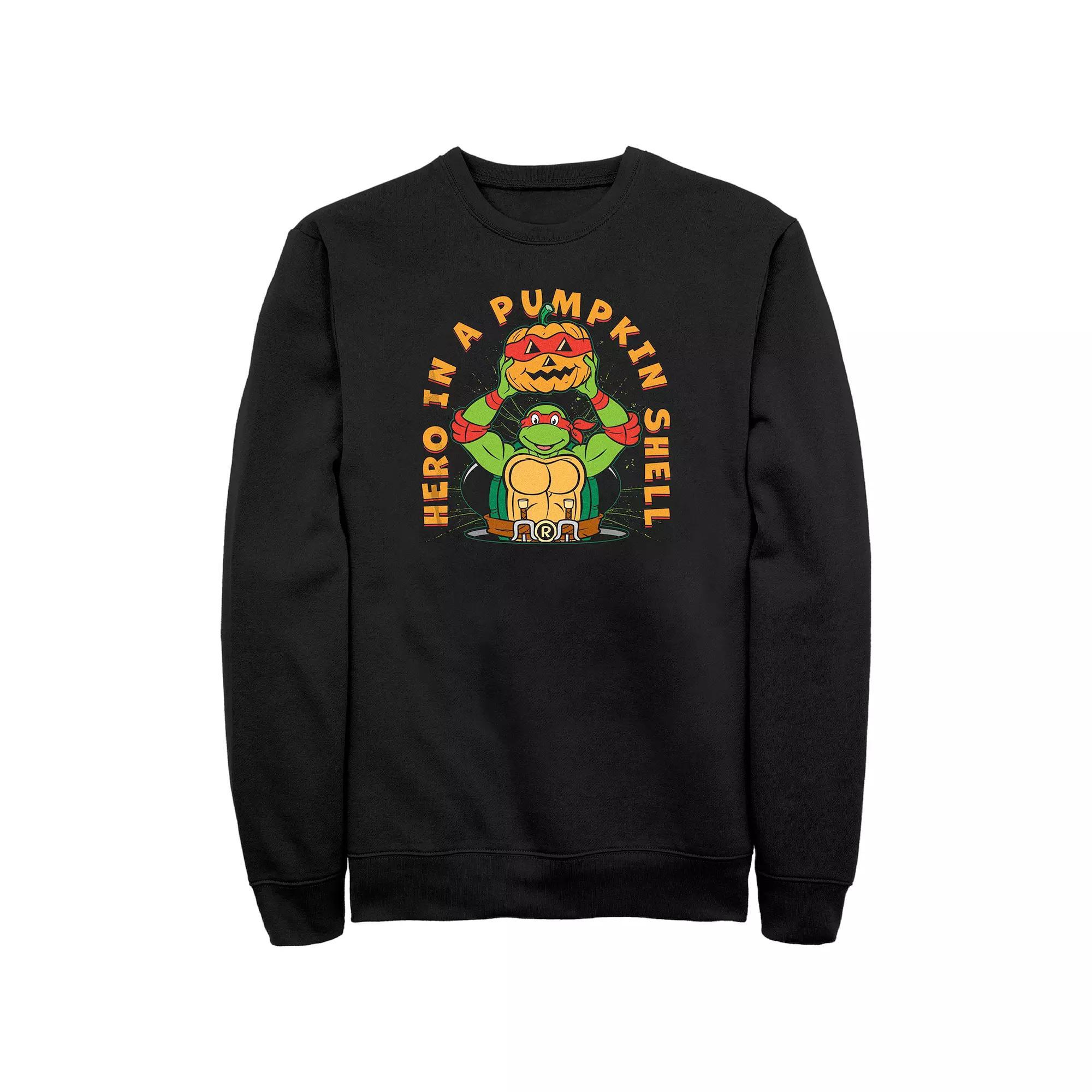 Men's Teenage Mutant Ninja Turtles Halloween Raphael Hero in a Pumpkin Shell Sweatshirt, Size: XXL, Black Product Image