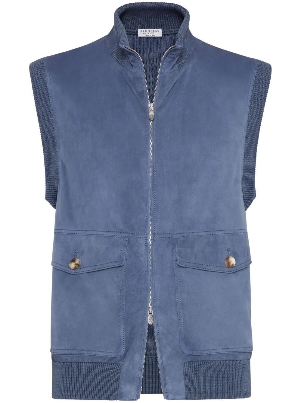 BRUNELLO CUCINELLI Suede Vest In Denim Product Image