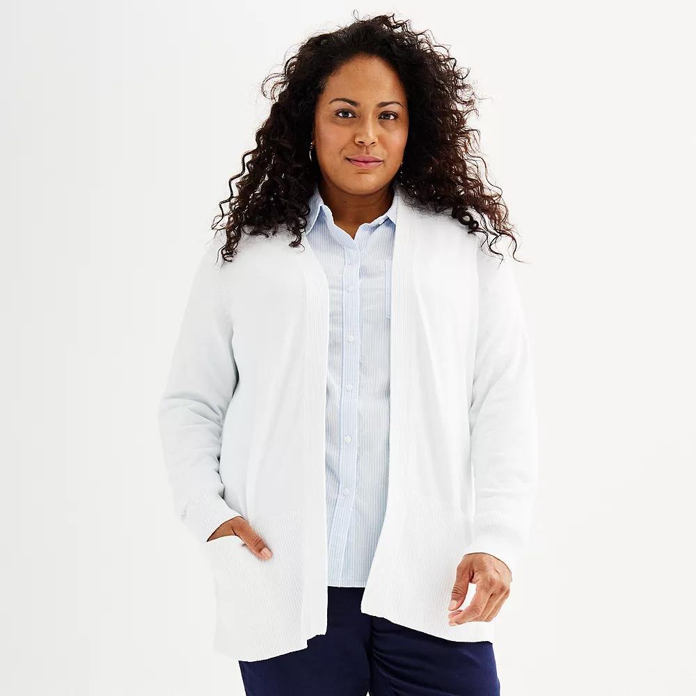 Plus Size Croft & Barrow® Cardigan with Pockets, Women's, Size: 2XL, White Product Image