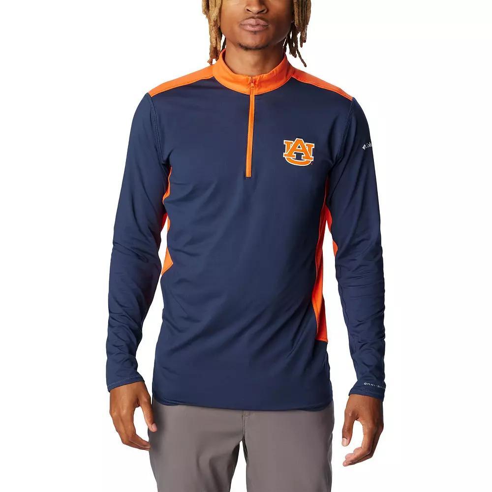 Men's Columbia Navy Auburn Tigers Tech Trail™ Omni-Shade Quarter-Zip Top, Size: XL, Blue Product Image