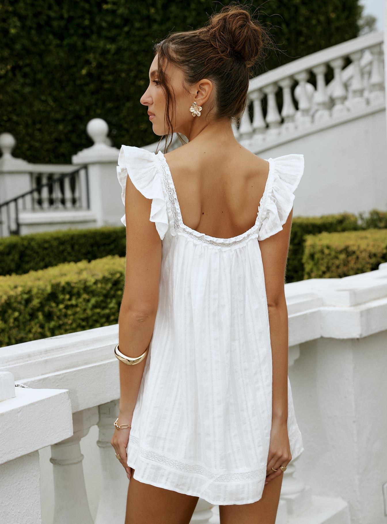 Summerland Broiderie Mini Dress White Product Image