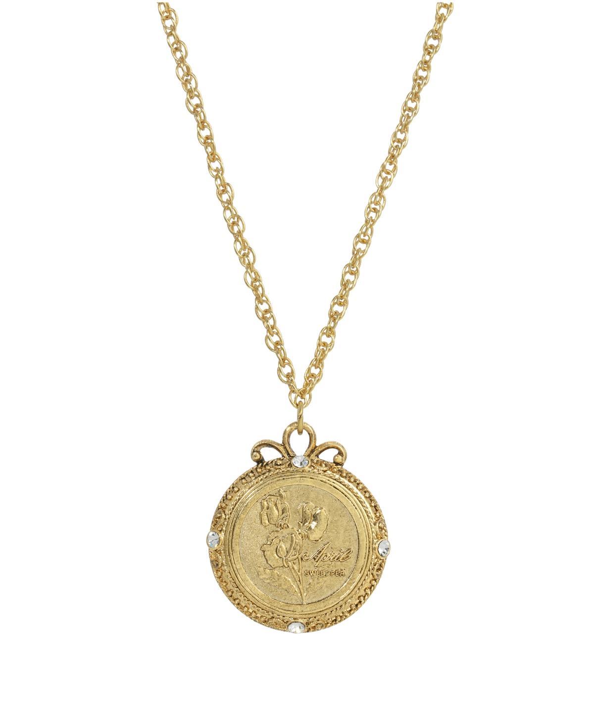 1928 Gold Tone Flower of the Month Pendant Necklace, Womens, September Product Image