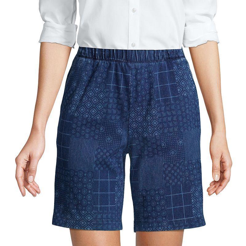 Womens Lands End Sport Knit Pull-On Shorts Medium Blue Product Image