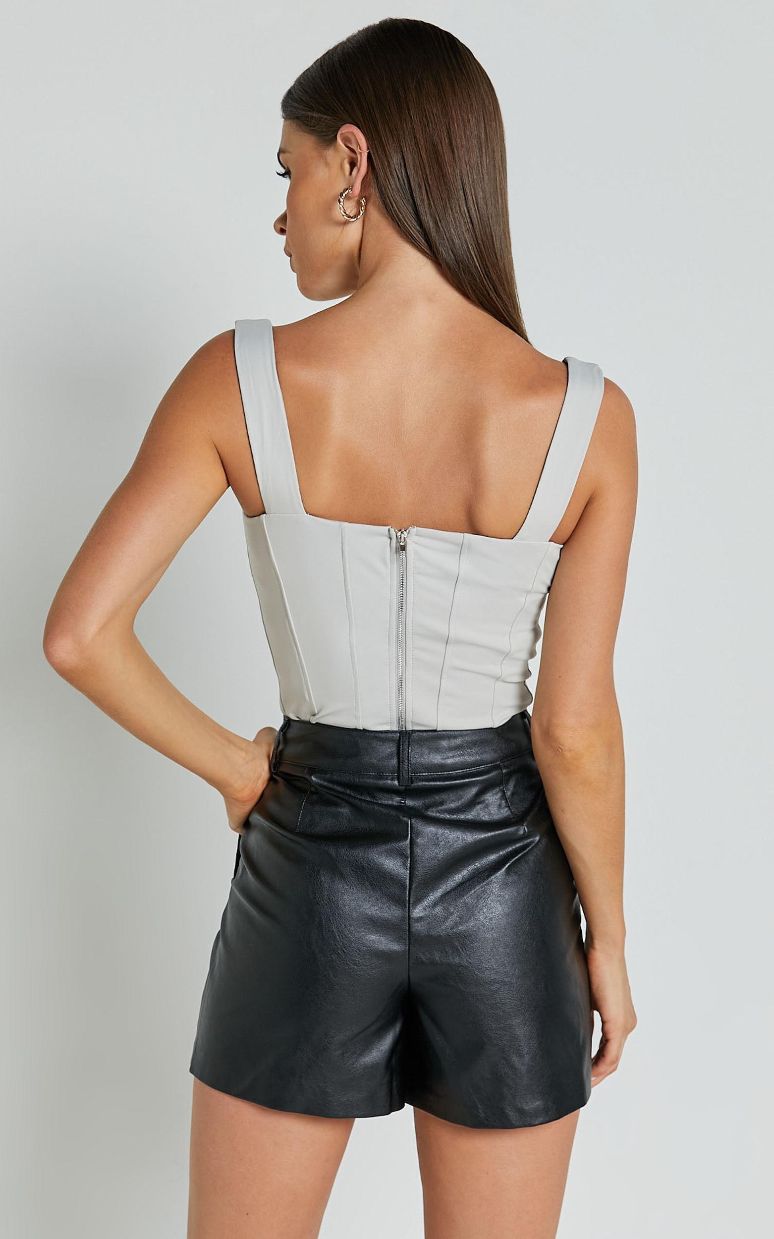 Narla Top - Panel Detail Corset Top in Stone Product Image