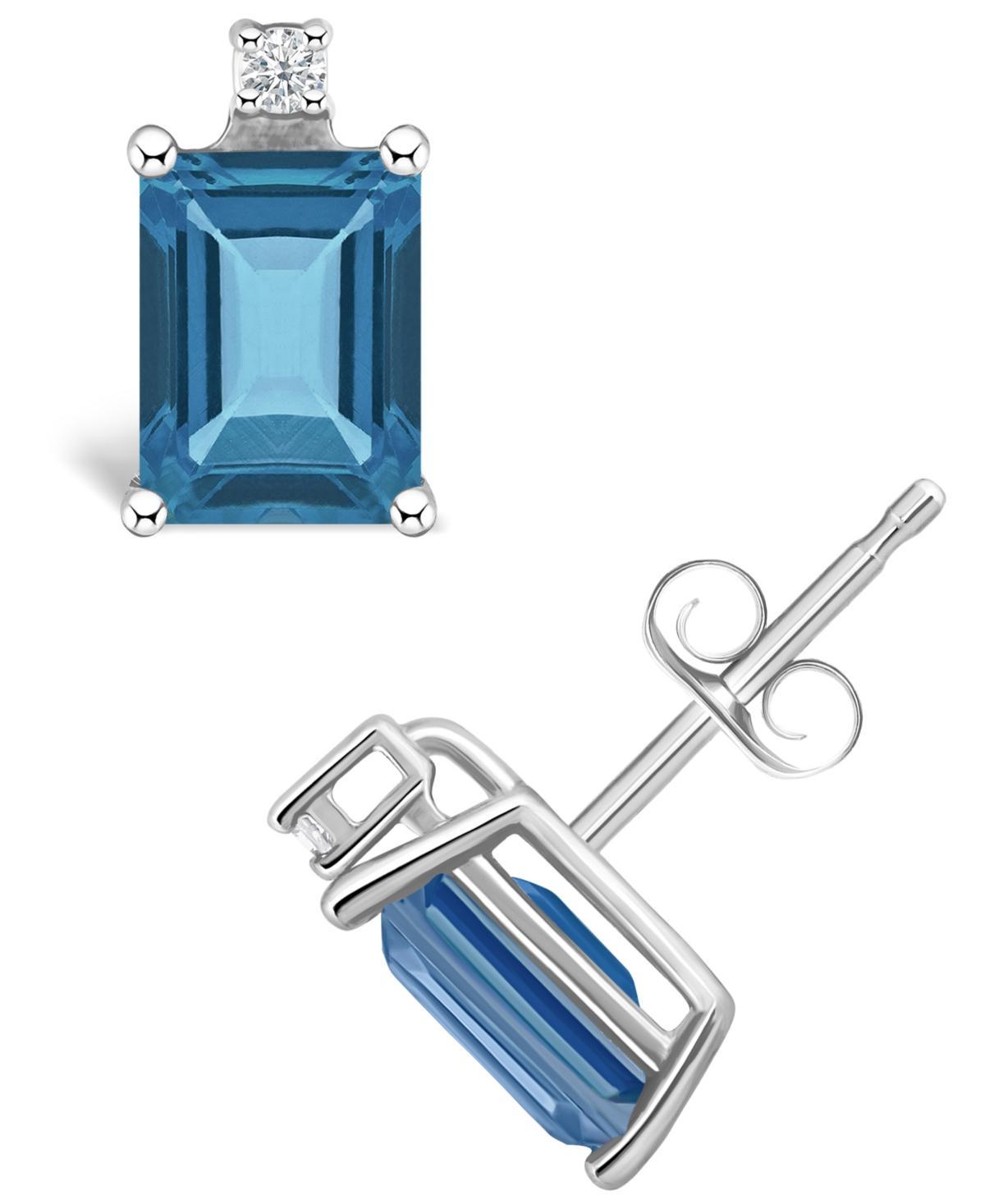 Celebration Gems 14k Gold Gemstone & Diamond Accent Stud Earrings, Women's, London Blue Topaz Product Image