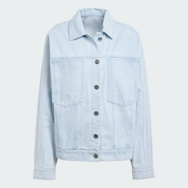 adidas Premium Essentials Denim Jacket Light Denim XS Womens Product Image