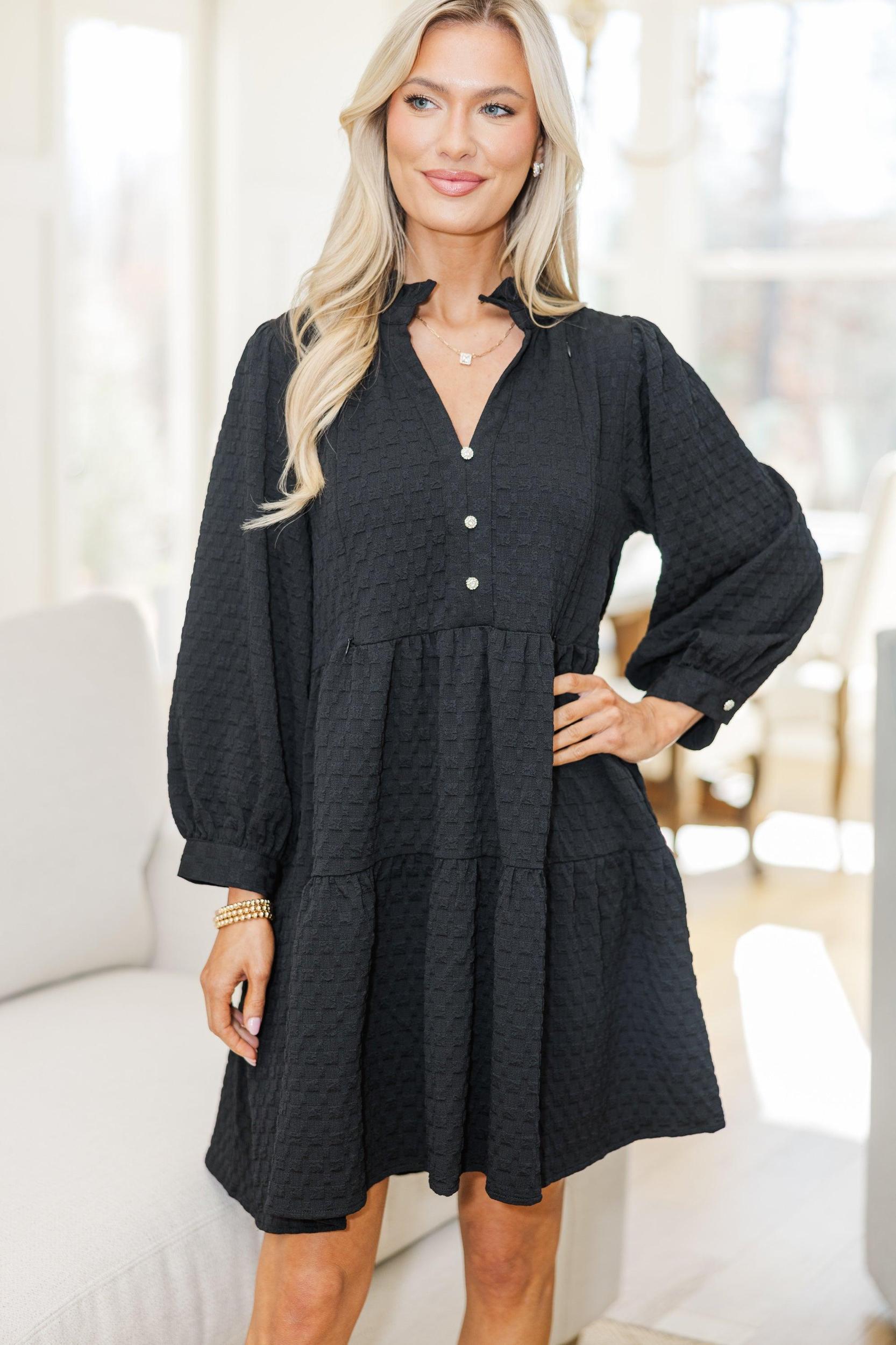 NURSING COLLECTION: All Up To You Black Textured Dress Female Product Image