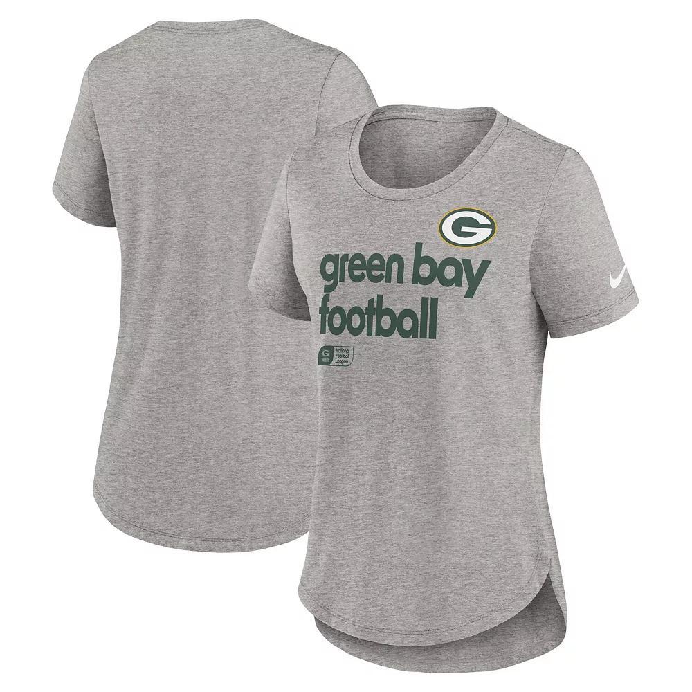 Women's Nike  Heather Gray Green Bay Packers Fashion Tri-Blend T-Shirt, Size: XS, Grey Product Image