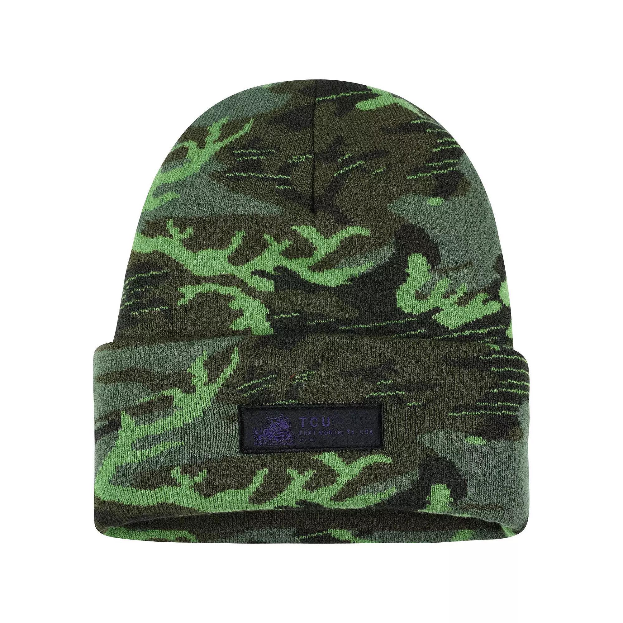 Men's Nike Camo TCU Horned Frogs Veterans Day Cuffed Knit Hat, Green Product Image