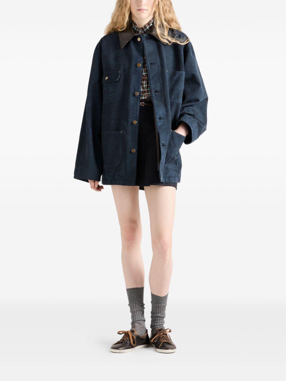 leather-collar button jacket Product Image