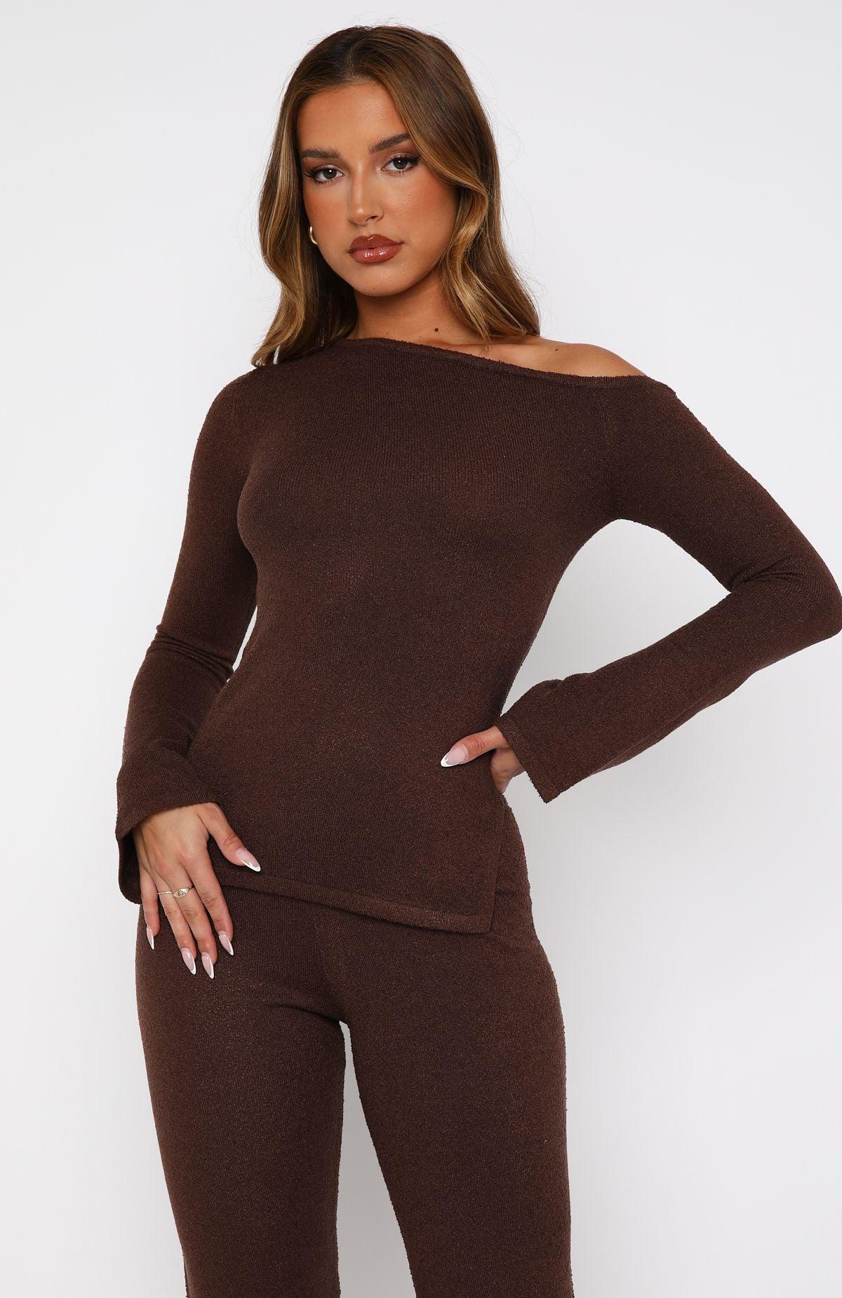 We'll Be Fine Long Sleeve Top Chocolate Product Image