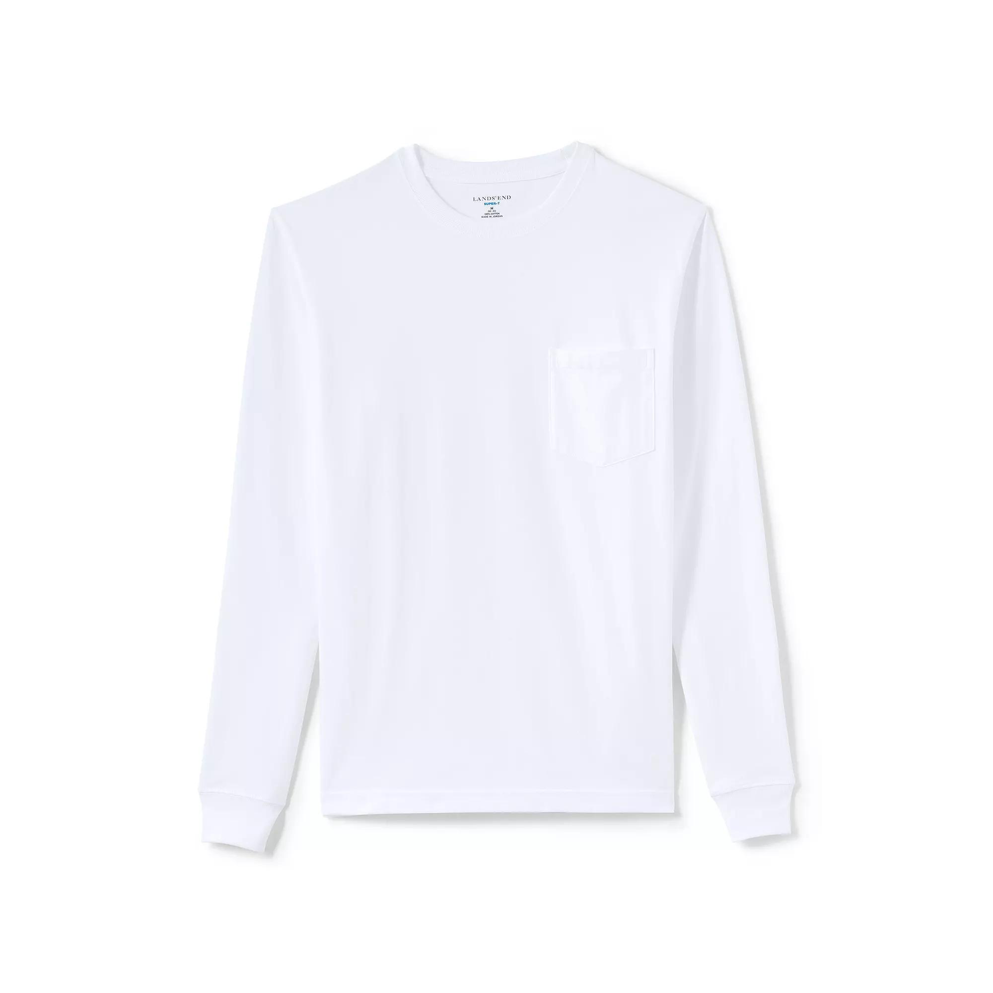 Big & Tall Lands End Long Sleeve Super Pocket Tee, Mens Product Image