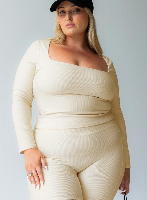 Power Activewear Rib Shorts Latte Curve Product Image