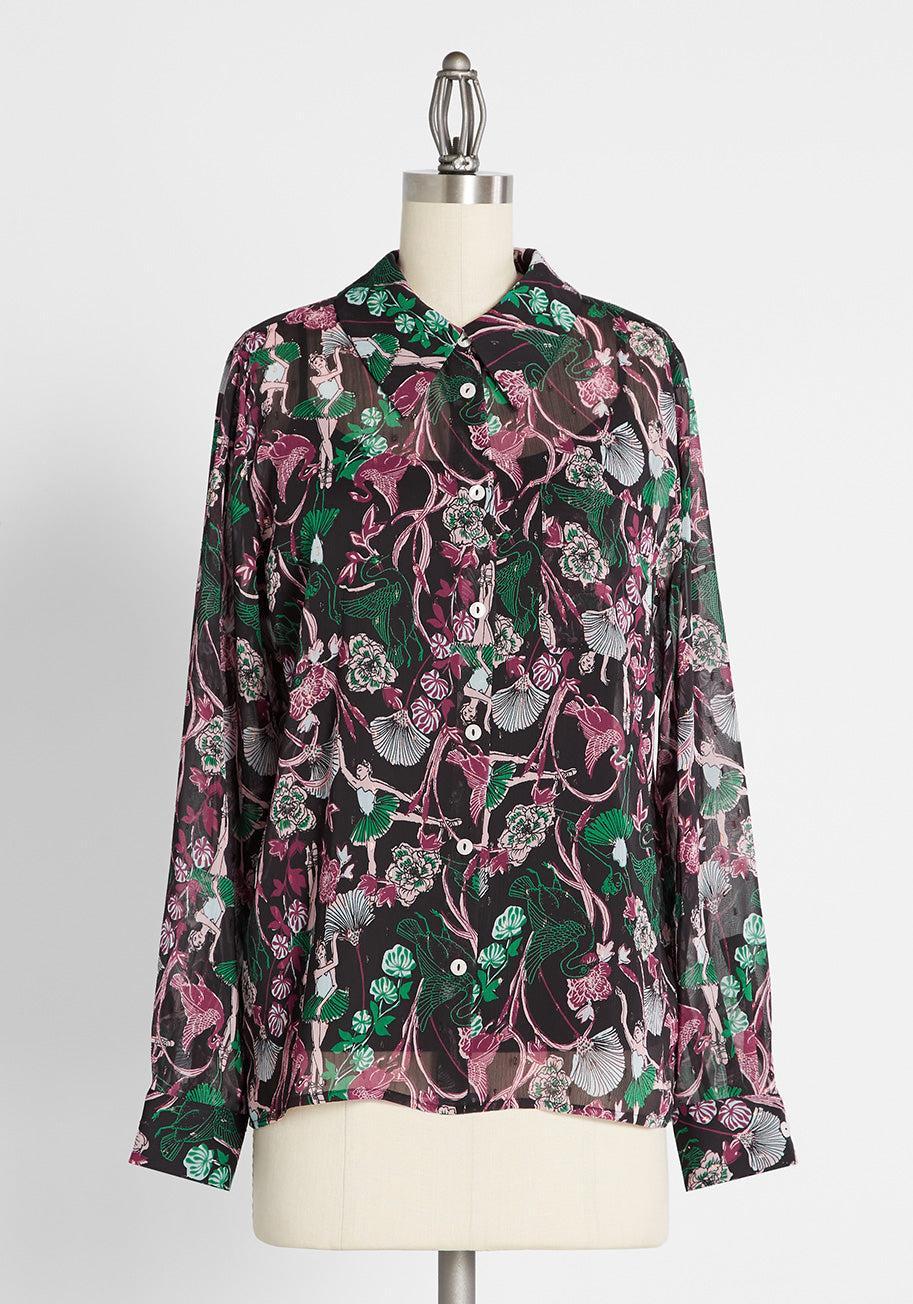 Swan Lake Soiree Button-Up Shirt Product Image